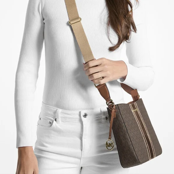 Michael Kors Jet Set Logo Small Brown Crossbody - Picture 8 of 9